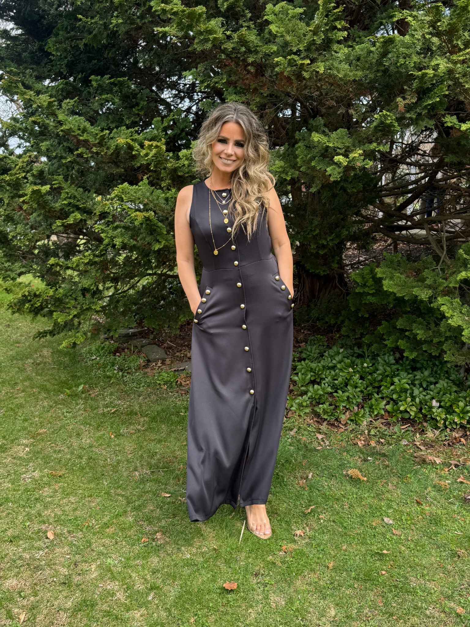 Black Dress
Gold Buttons 
SHEIN 
Steve Madden 

#LTKgrwm #LTKmomlife #LTKootd