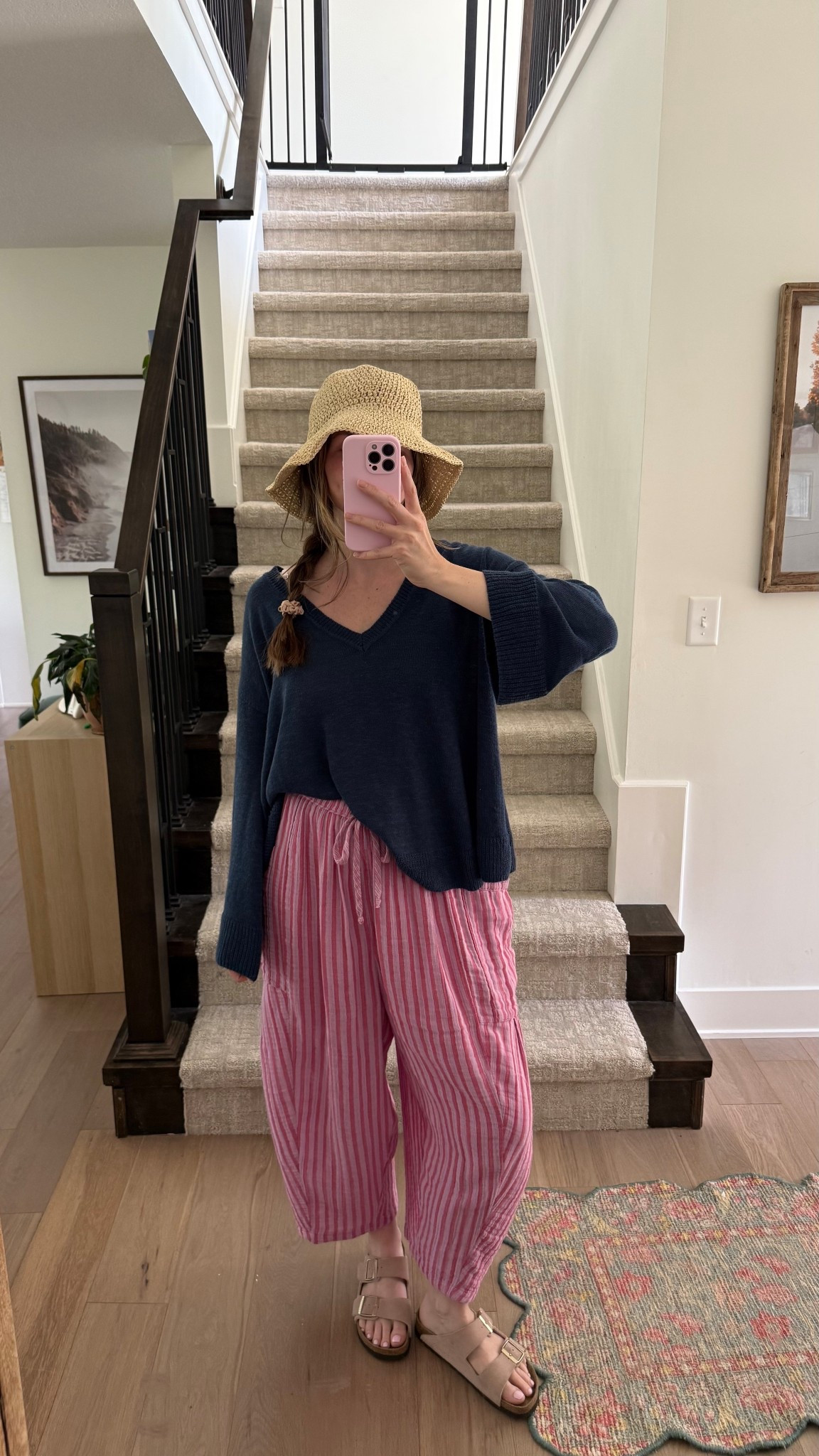 wearing an xs in top, lightweight and reversible! Wearing xs in striped pants, another lightweight airy piece!  Sized down in both! Bucket hat is old from target, shared updated ones! 

Spring outfit, mom outfit

#LTKootd #LTKmomlife
