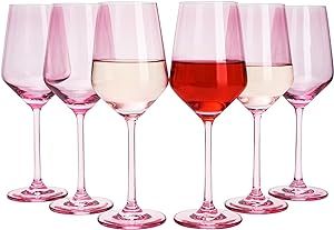 Colored Wine Glass Set,12 oz Glasses Set of 6, Unique Italian Style Tall Stemmed for White & Red ... | Amazon (US)