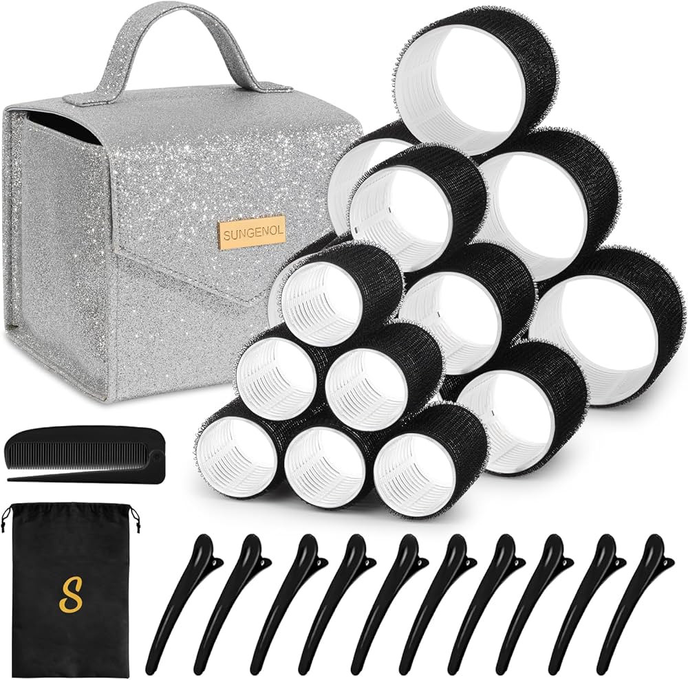 Hair Roller Set 18 pcs,Heatless Hair Curlers,Self Grip Hair Rollers,Hair rollers with hair clips ... | Amazon (US)