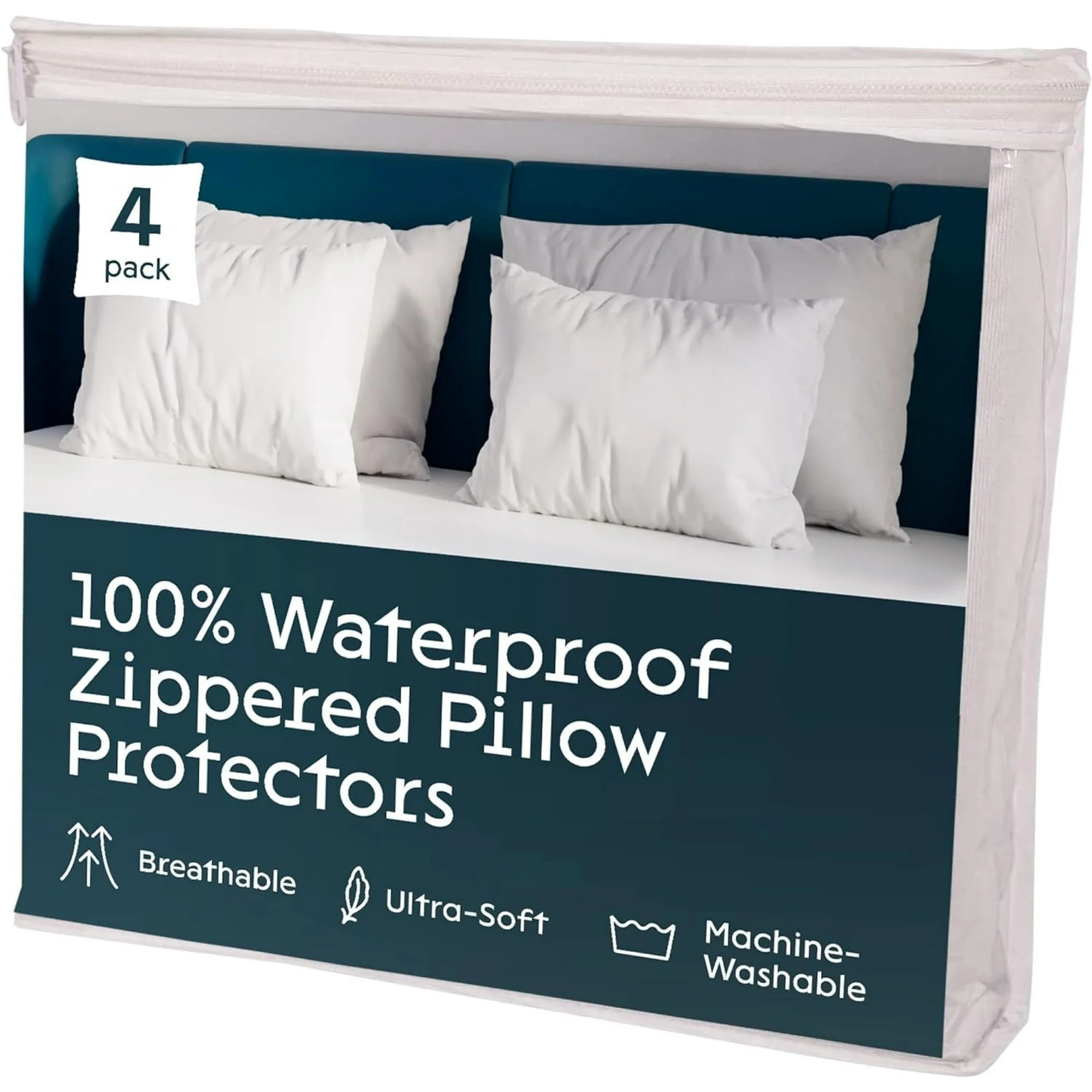 Niagara Sleep Solution 4 Pack Waterproof Pillow Protectors Standard 20x26 Inches | Walmart (US)