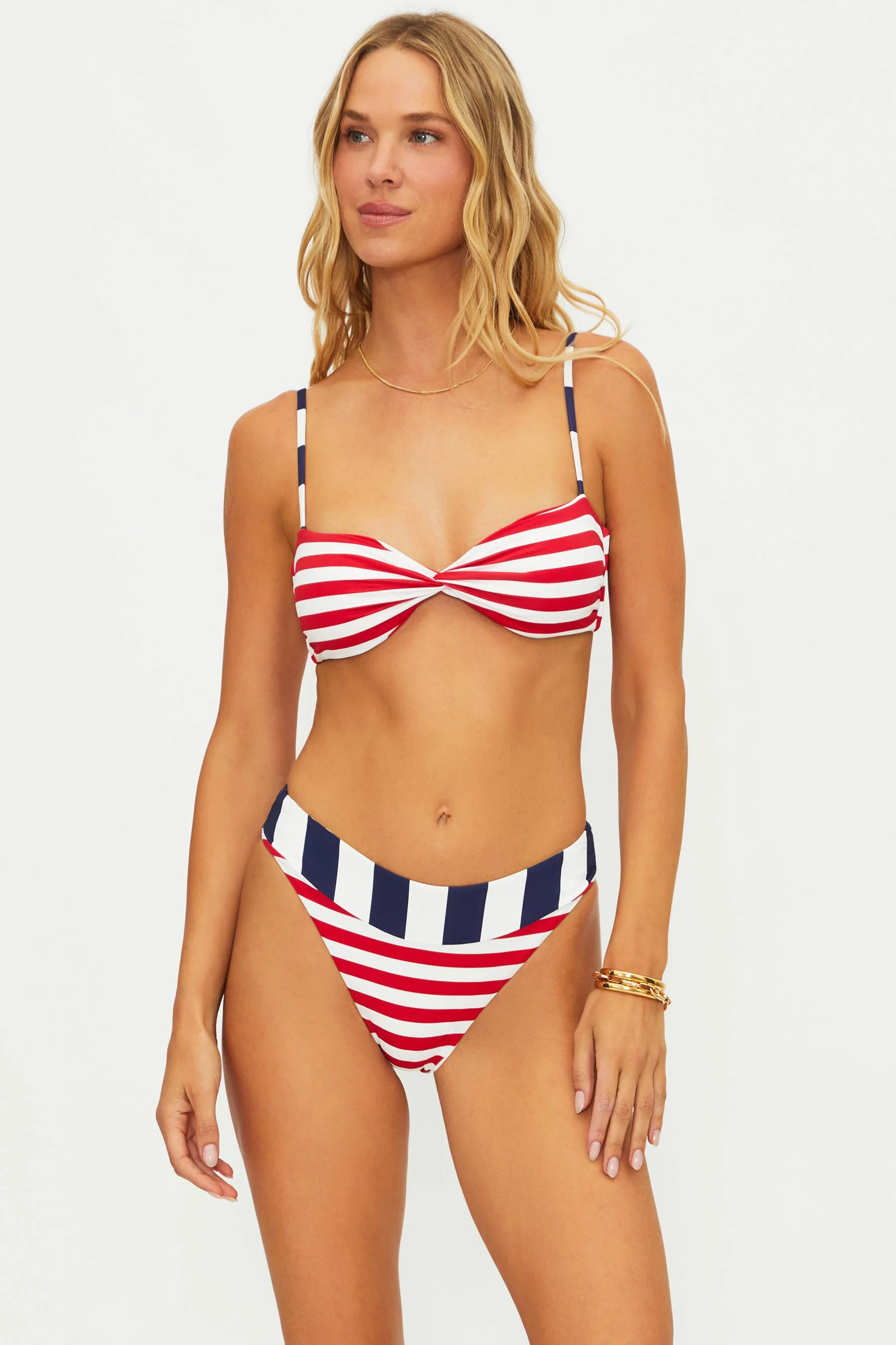Juno Top Star Spangled Stripes | Patriotic Bikini Top | Beach Riot | Beach Riot