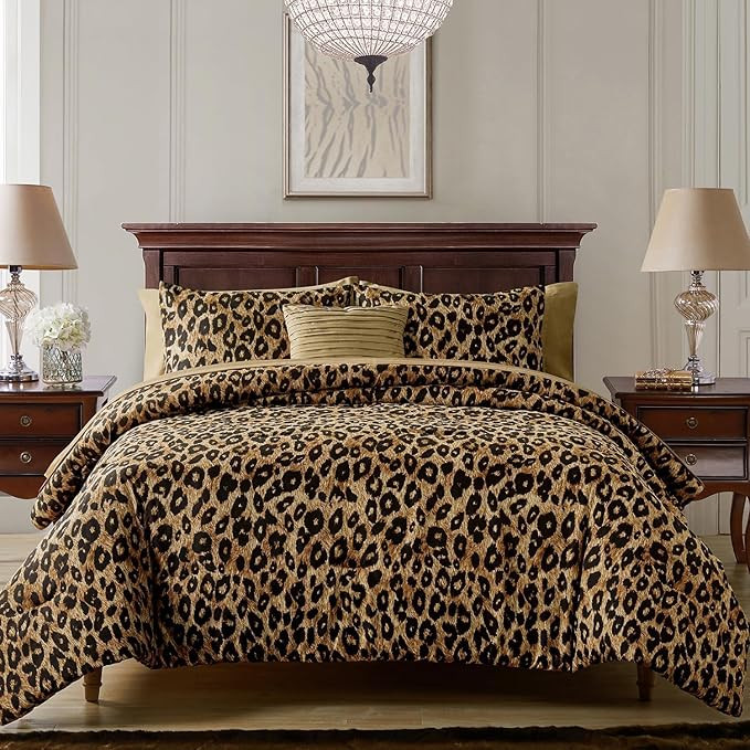 VCNY Home Bed in a Bag 8-Piece Bedding Set - Queen Size | Cheetah Print Shams, Decorative Pillows... | Amazon (US)