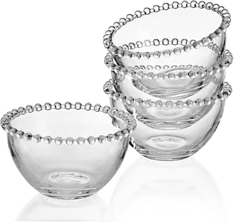 Fitz and Floyd Beaded Glass Prep, Dip, Dessert, Fruit, Candy Bowls, Set of 4, 5.25 inch | Amazon (US)