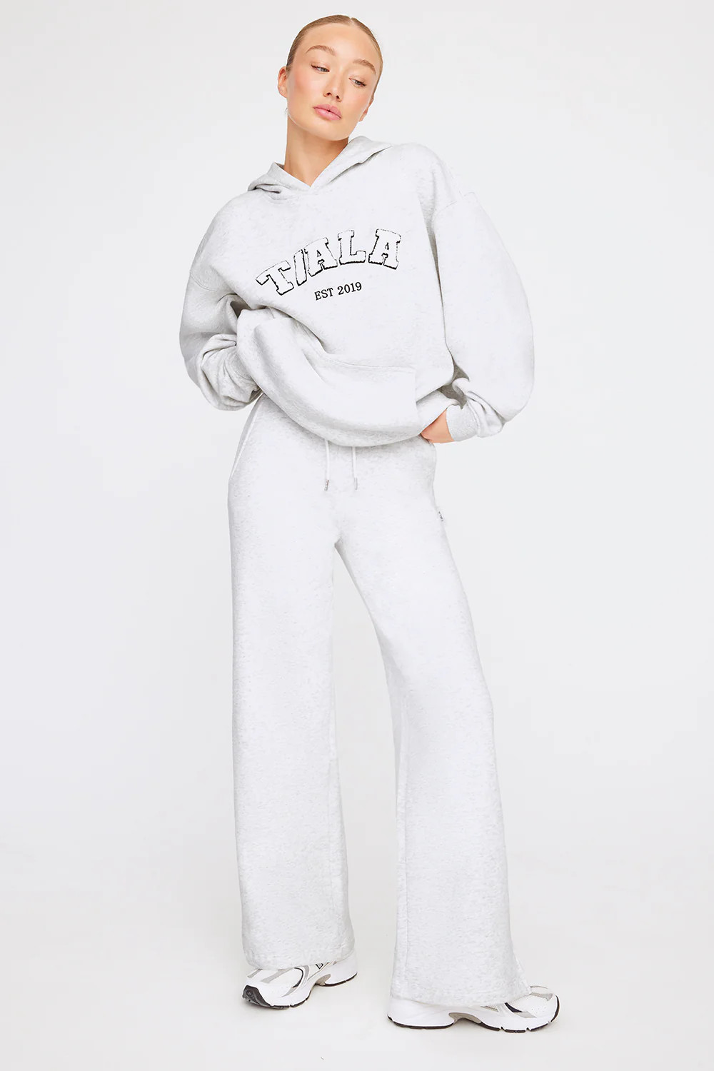 VOLLEY CLUB OVERSIZED HOODIE WITH BORG LOGO - GREY MARL | TALA (UK)