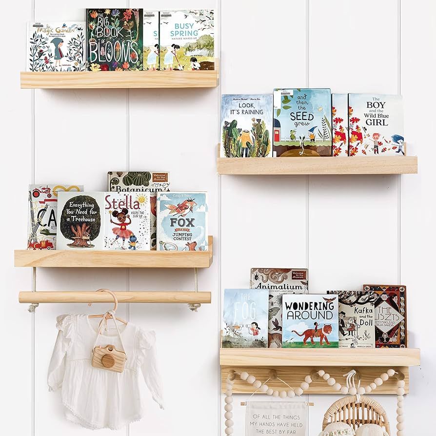 COMAX Kids Floating Book Shelves for Wall Nursery, Hanging Book Shelf Wall Mount Bookshelf Organi... | Amazon (US)
