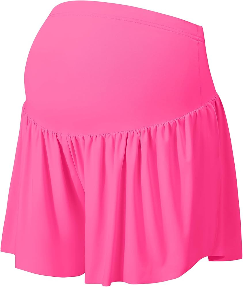 EXARUS Maternity Flowy Shorts Athletic Running Butterfly Workout Active Pregnancy 2 in 1 Over The... | Amazon (US)