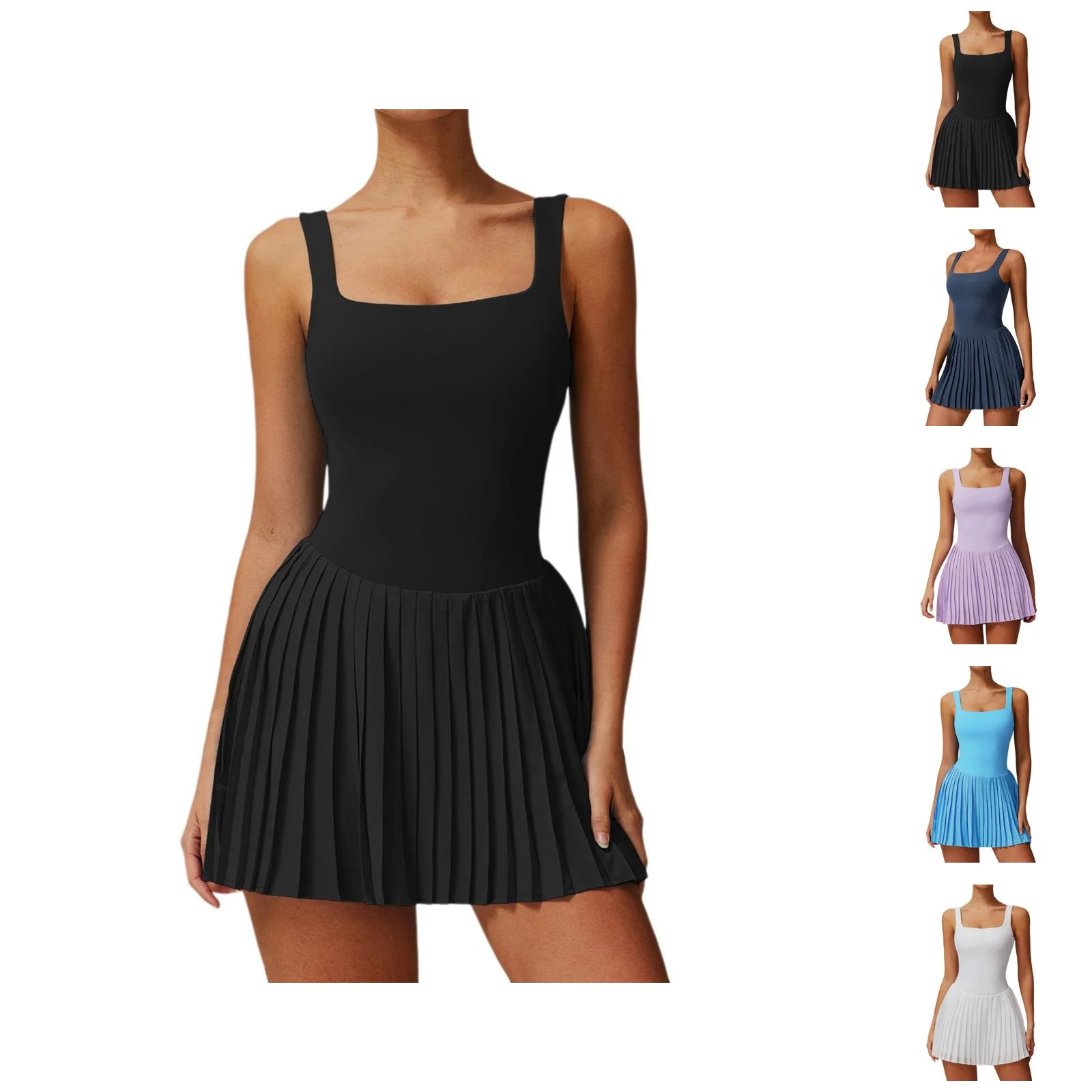 Tennis Dress Golf Dresses for Women with Shorts Breathable Pleated Padded Workout Dress Athletic ... | Walmart (US)