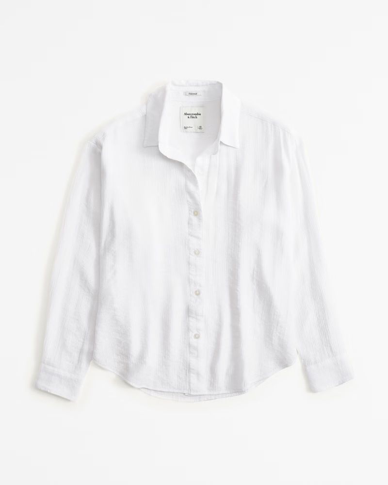 Women's Oversized Crinkle Textured Shirt | Women's Tops | Abercrombie.com | Abercrombie & Fitch (US)