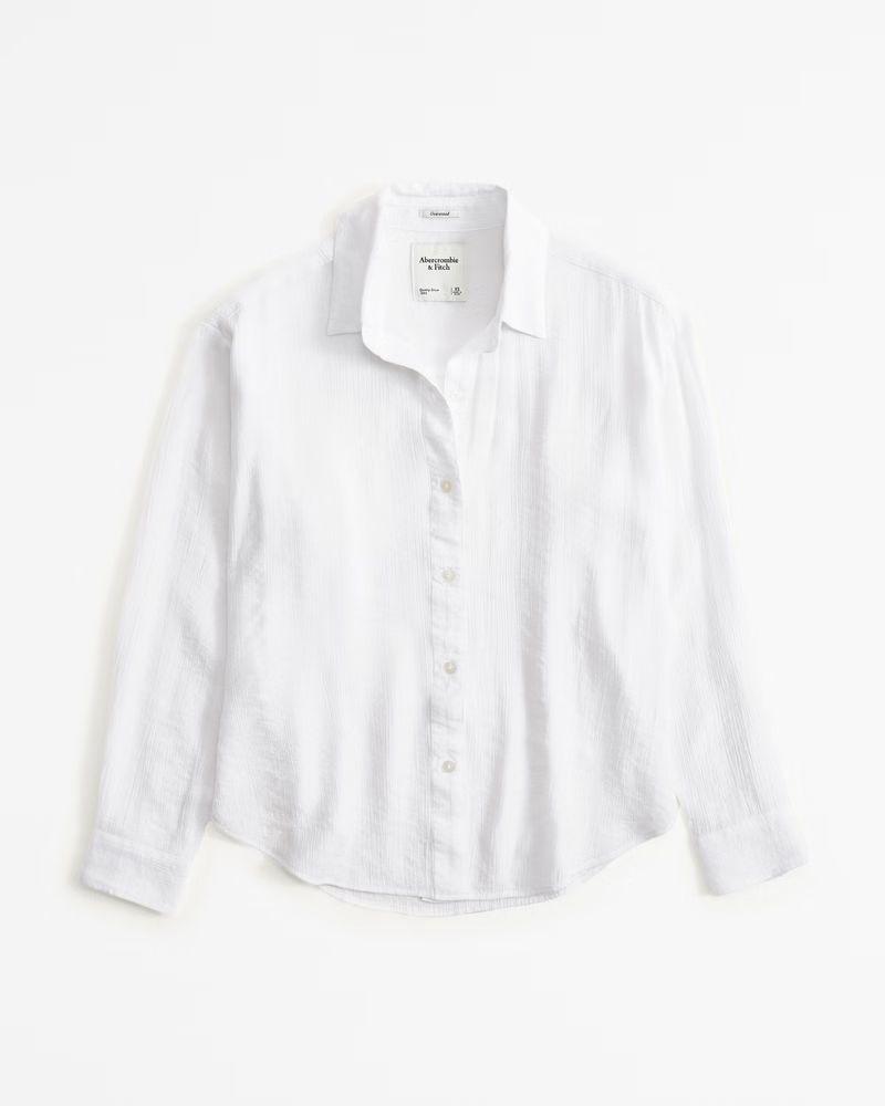 Women's Oversized Crinkle Textured Shirt | Women's | Abercrombie.com | Abercrombie & Fitch (US)
