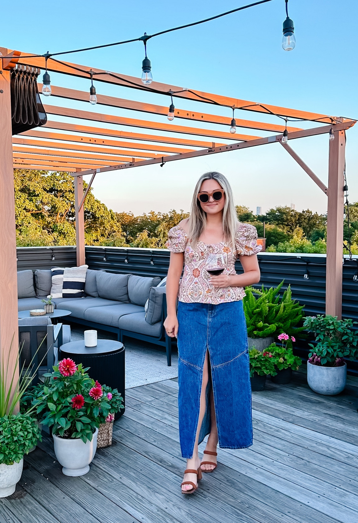 Denim Maxi Skirt — true to size, size down if you’re in between because it’s stretchy. Under $100 and a style staple for fall.

I styled it with a printed paisley blouse (8) and strappy brown suede sandals.

#LTKfindsunder100 #LTKshoecrush #LTKSeasonal