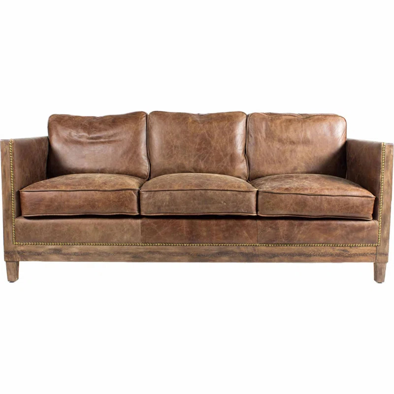 Sherly 72" Genuine Leather Square Arm Sofa | Wayfair North America