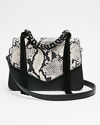 Express Womens Chain Handle Snake Print Bag Black Women's  Black | Express