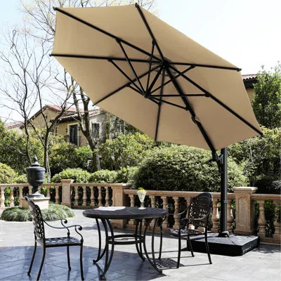 10 Ft Cantilever Patio Umbrella - Khaki. 360° Rotation & Tilt. Strong Aluminum Pole Water- Fabric Tilt Unarguable, Square Outdoor Offset With High-per | Wayfair North America