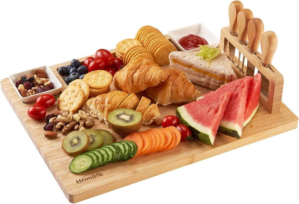 Homlife Charcuterie Boards: Large Bamboo Cheese and Charcuterie Board Set - Unique House Warming ... | Amazon (US)