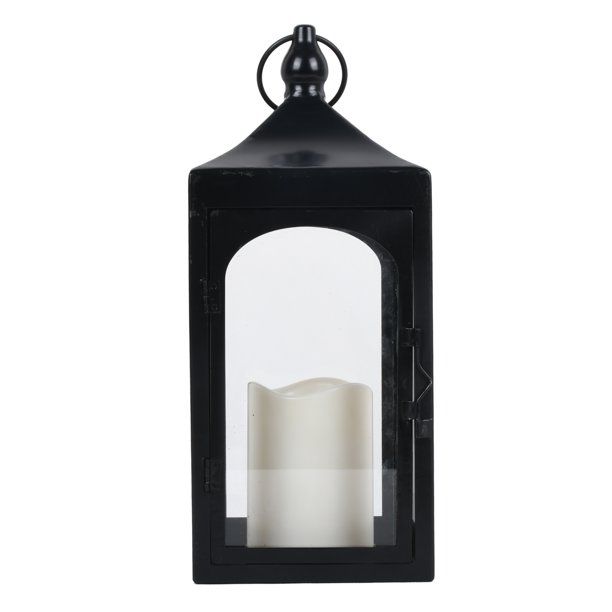 Better Homes & Gardens Decorative Black Metal Battery Operated Outdoor Lantern with Removable LED... | Walmart (US)