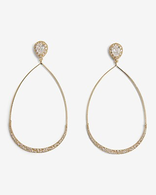 Rhinestone Wire Teardrop Earrings | Express