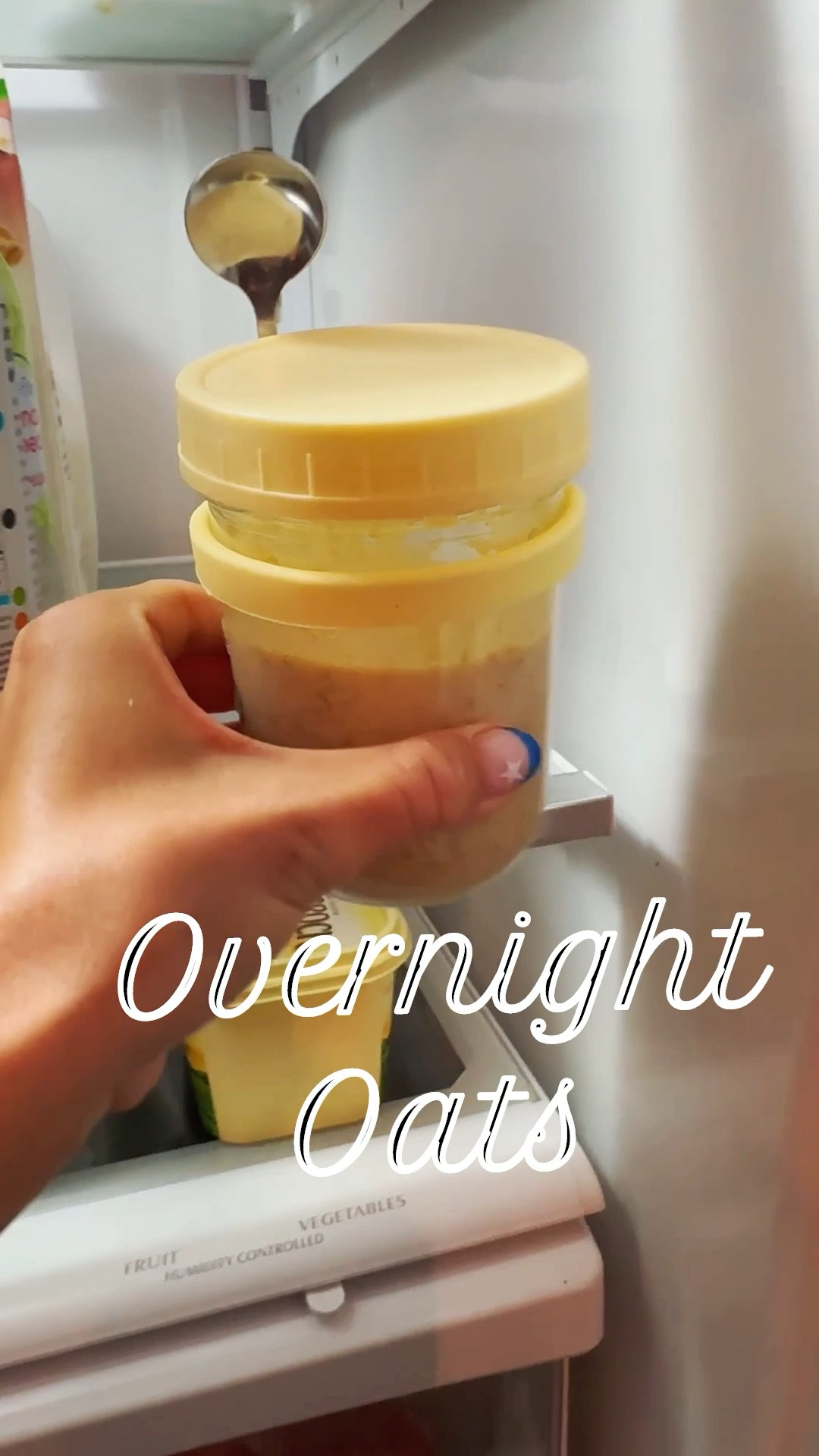 ⭐️⭐️⭐️⭐️⭐️
5 star Recipe:
•1/2 cup old fashioned oats
•1/2 cup choice of milk (*I use almond or fairlife for extra protein)
•1 scoop vanilla protein (I use Legion or 1st Phorm)
•1/2 tbsp PB2 or *crunchy all natural PB
•2 tbsp plain or *vanilla Greek yogurt 
•1/2 tbsp *raw honey or SF maple syrup
•1/2 tsp vanilla extract 
•1 tbsp Lillys choc chips 
•1 tbsp chia seeds 
•pinch of salt 
•cinnamon to taste 

*is what I use 😊 

•stirrrrrrr and place in fridge overnight. 

I eat mine straight outta the fridge the next day but you can warm them if you prefer! They are so easy to throw in my bag for work the next day! 

Check the link for the oat containers 🙂 the price point is 👌🏼 

#capcut

#LTKActive #LTKTravel #LTKHome