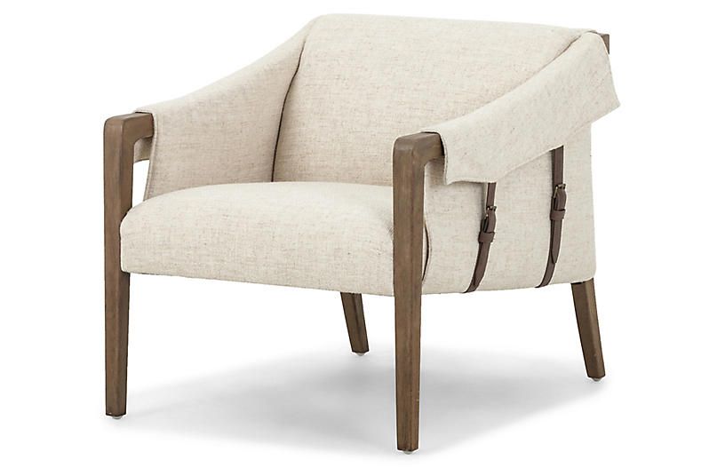 Colby Accent Chair, Distressed Natural/Cream | One Kings Lane