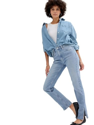 GAP Womens High Rise Straight Fit Denim Jeans Light Wash 27 Short | Amazon (US)