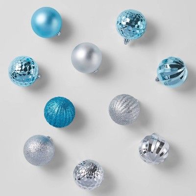 100ct Christmas Ornament Set Light Blue & Silver - Wondershop™ | Target