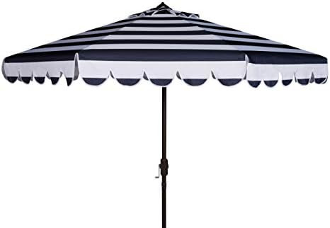 Safavieh PAT8011C Outdoor Collection Maui Navy and White Single Scallop Striped 9Ft Crank Push Bu... | Amazon (US)