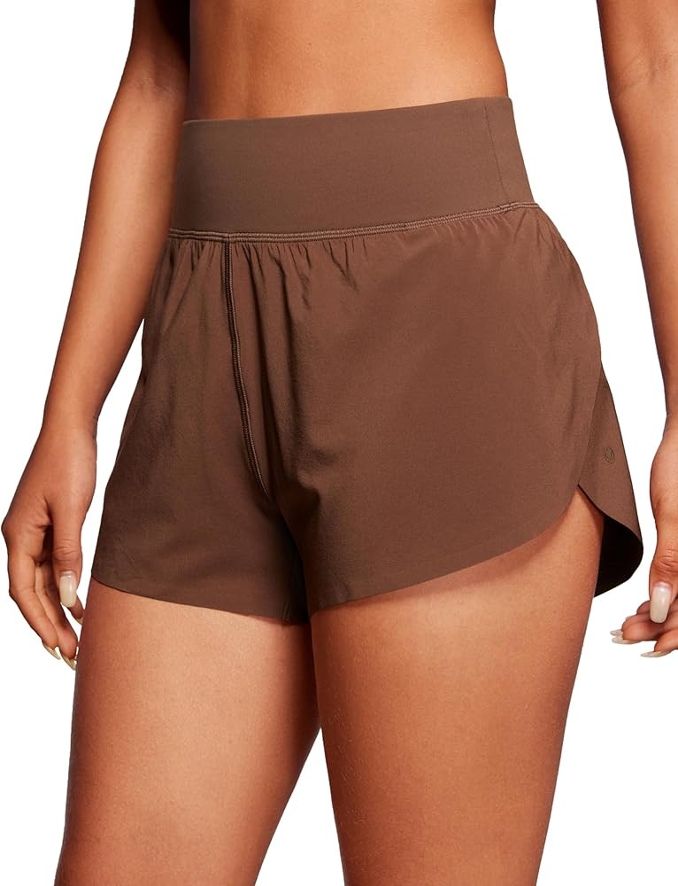 CRZ YOGA High Waisted Dolphin Athletic Running Shorts for Women 3" High Split Comfy Mesh Liner fo... | Amazon (US)