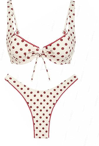 seamoly Gingham Ruched Bowknot Decor High Cut Bikini Set | Amazon (US)