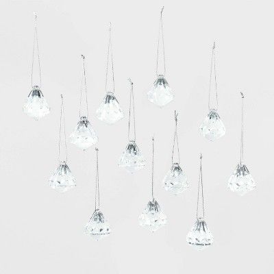 12ct Acrylic Diamond Christmas Ornaments Set Clear - Wondershop™ | Target