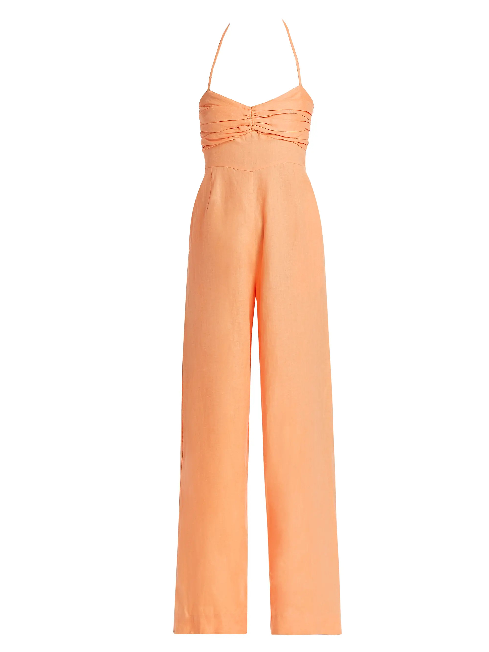 Shop SWF Sweetheart Linen Jumpsuit | Saks Fifth Avenue | Saks Fifth Avenue