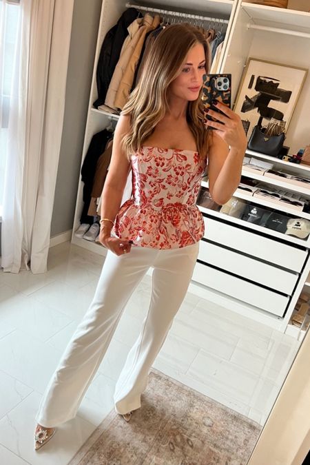 Holiday outfit 
holiday party outfit 
tube top
holiday top
white trousers 
white pants 

#LTKHoliday #LTKSeasonal