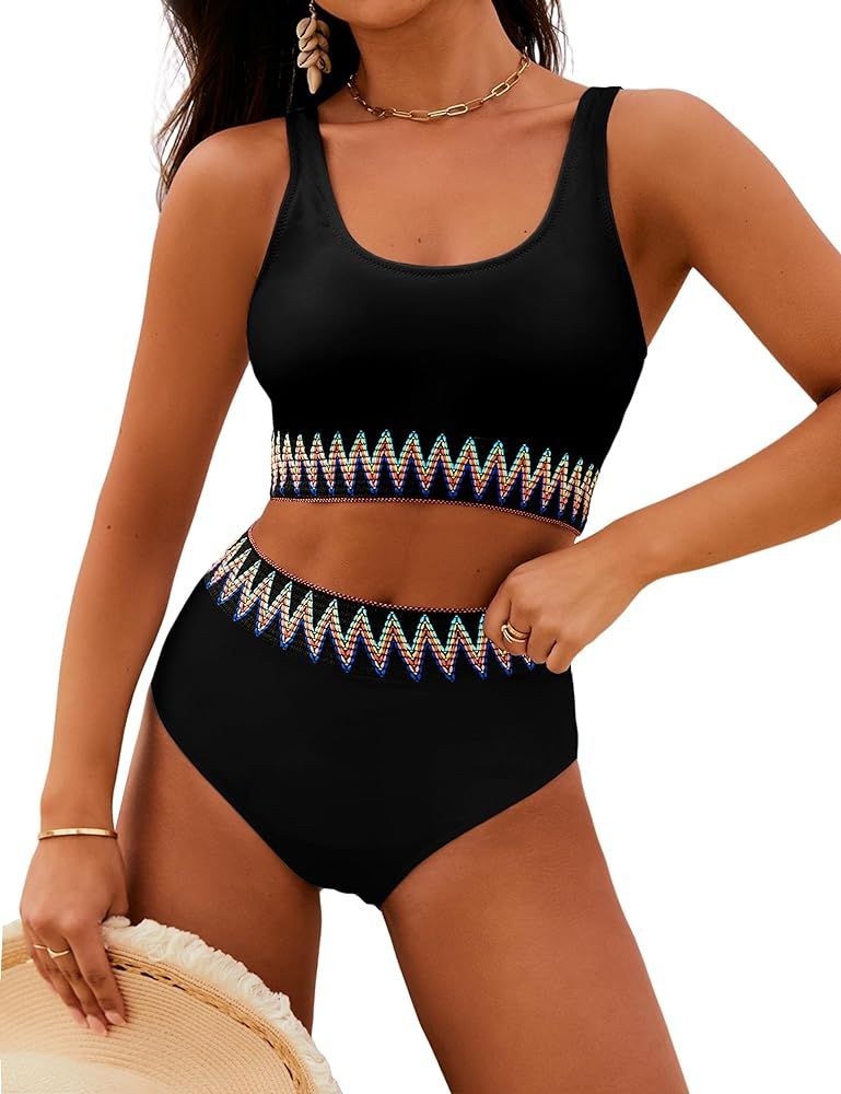 FactME Women's High Waisted Bikini Sets Two Piece Bathing Suits High Cut Swimsuit | Amazon (CA)