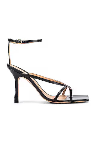 Bottega Veneta Leather Stretch Toe Heels in Black | FWRD | FWRD 