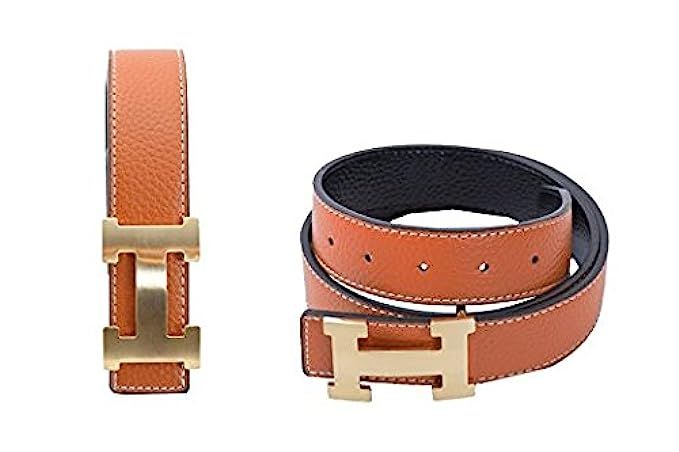 Women's H Reversible Leather Belt With Removable Buckle | Amazon (US)