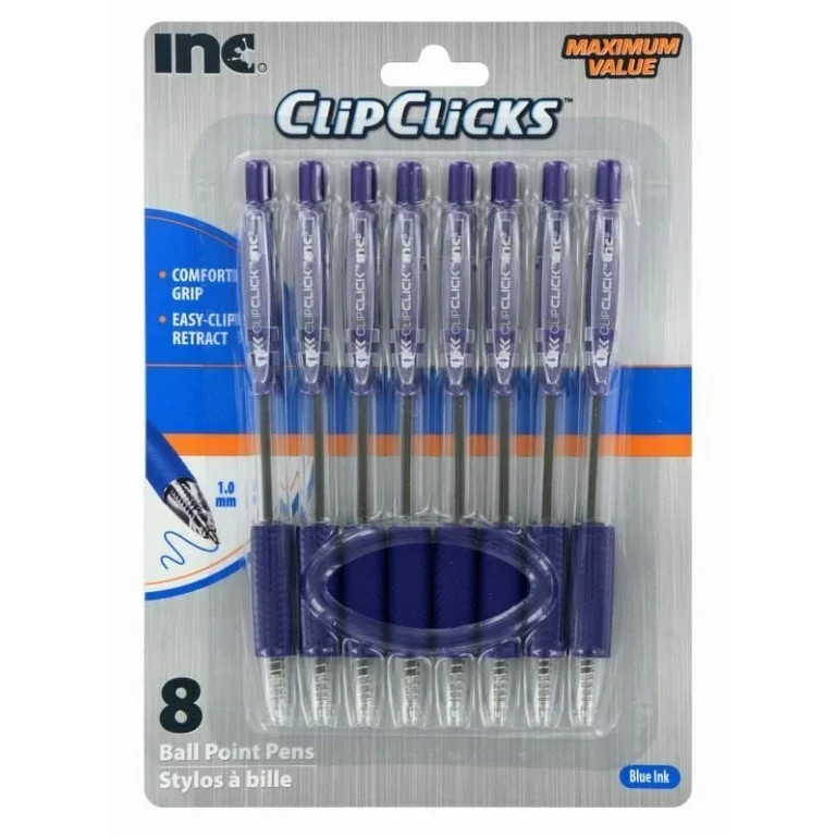 Inc. Clipclick Blue Ballpoint Pens, 8-ct. | Walmart (US)