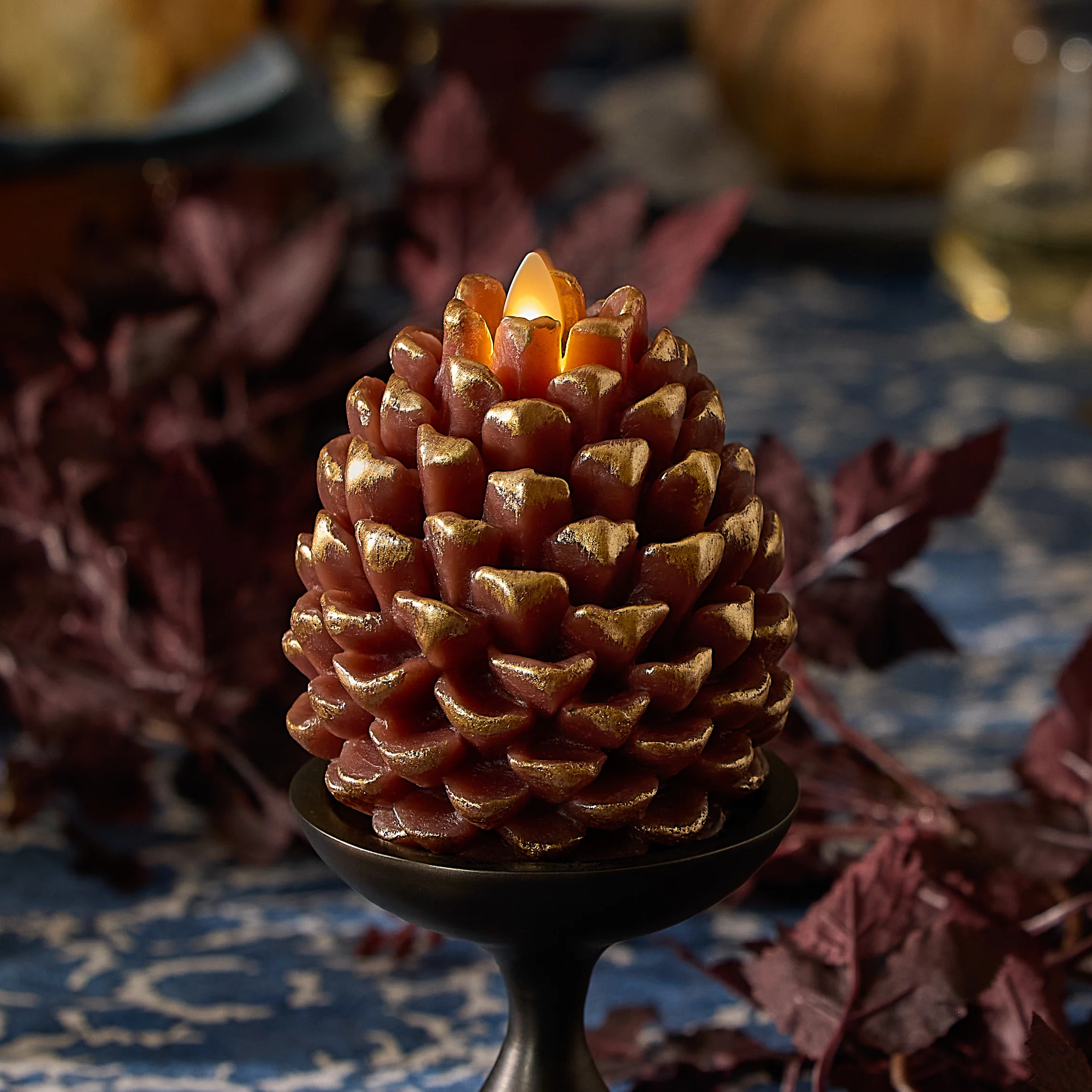 Metallic Cappuccino Flameless Candle Pinecone | Luminara