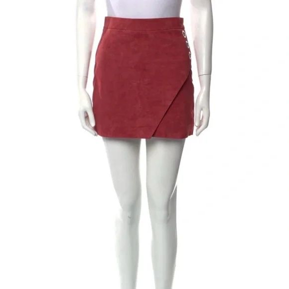 NWT Michelle Mason Rose Suede Wrap Front Mini Skirt Size 4 | Poshmark