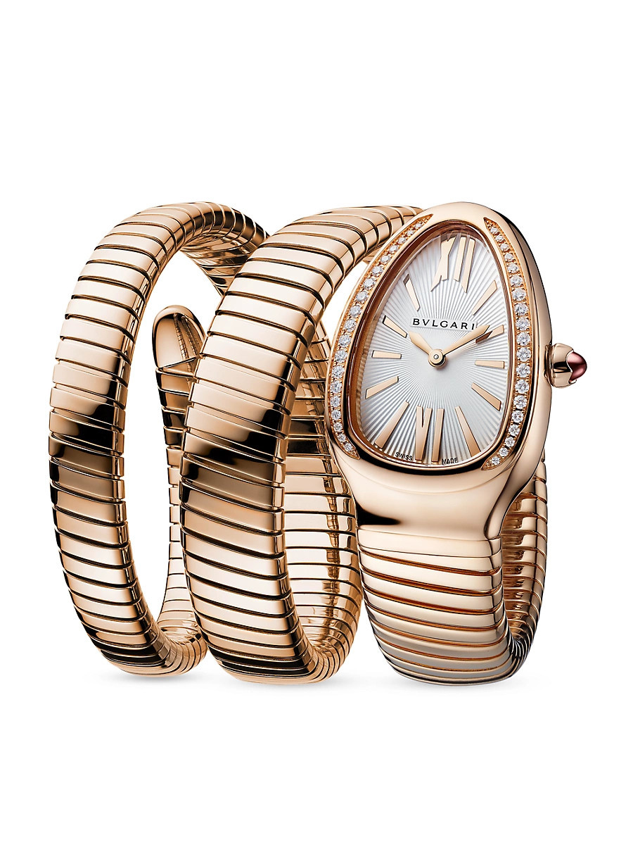 Women's Serpenti Rose Gold & Diamond Double Twist Bracelet Watch - Rose Gold | Saks Fifth Avenue