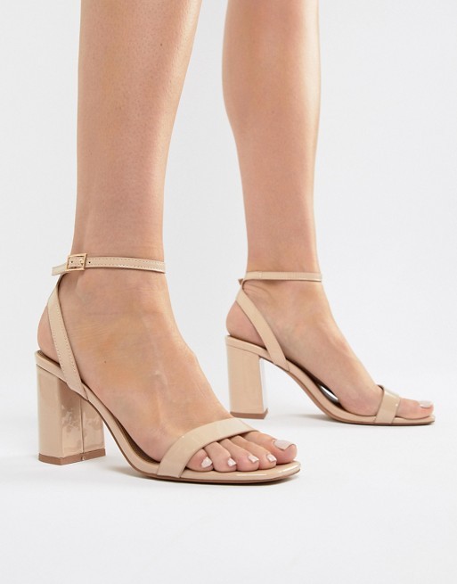 ASOS DESIGN Hong Kong Barely There Block Heeled Sandals in warm beige | ASOS US