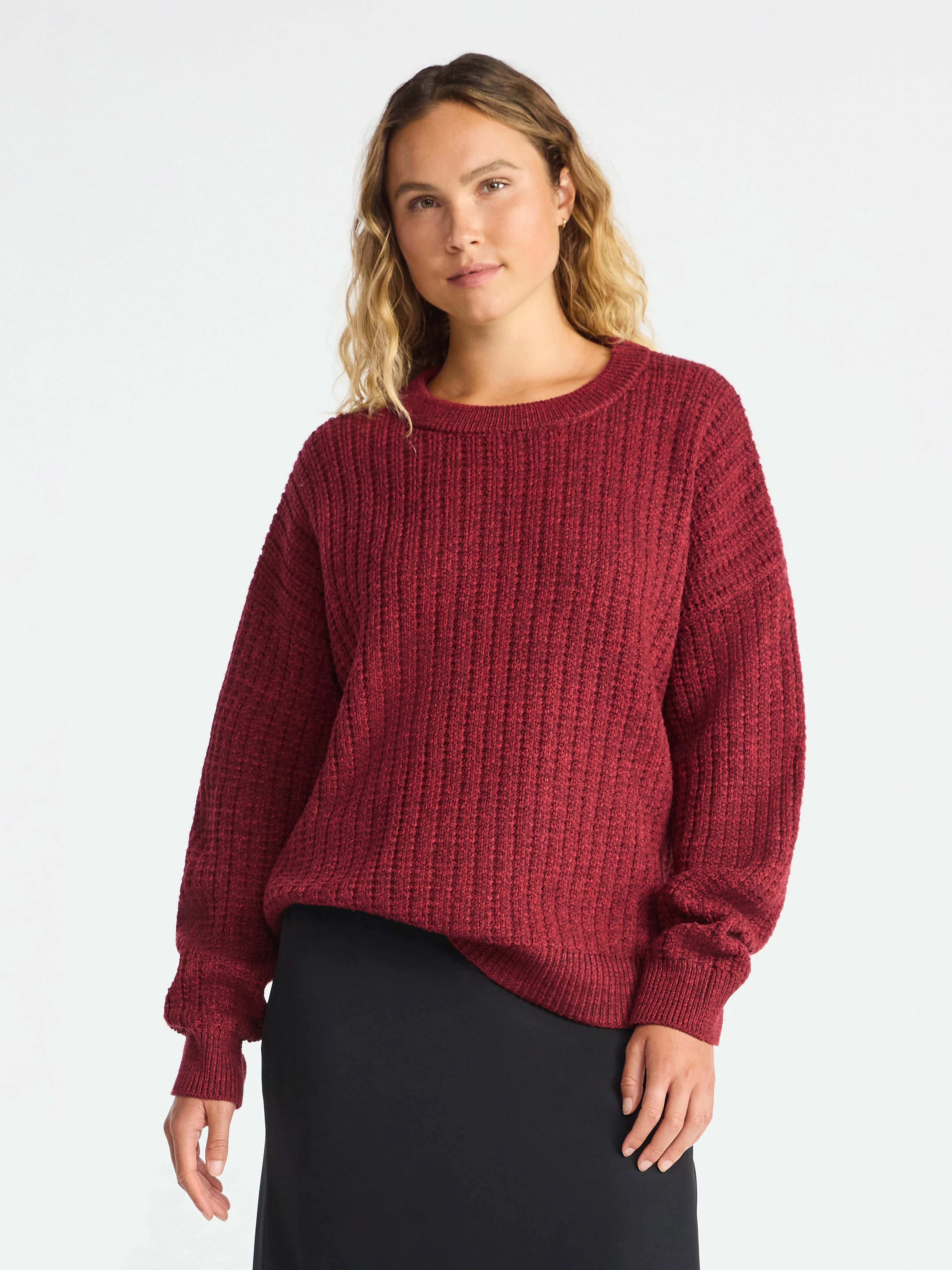Time and Tru Women's and Women’s Plus Textured Stitch Sweater, Midweight, Sizes XS-4X | Walmart (US)