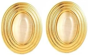 Gold Oval Stone Statement Earrings – Lightweight Drop Earrings for Women | Amazon (US)