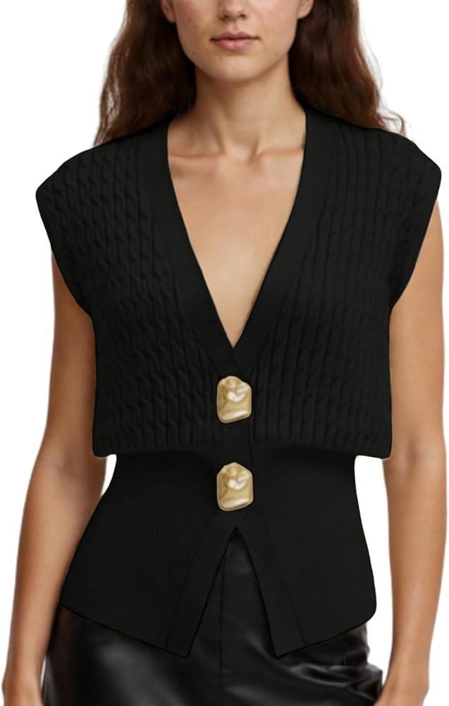 AMEBELLE Vest Tops for Women Cable Knit Sweater Sleeveless V Neck Cardigans Lightweight Knit Pull... | Amazon (US)