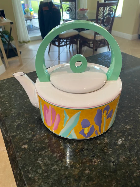 Vintage Enamel Kettle. Vintage Wooden Handle Enamel Kettle. | Etsy | Etsy (US)