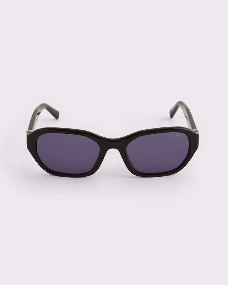Abercrombie & Fitch Women's Angled Rectangular Sunglasses in Black Frame & Smoke Lens - Size 1 SIZE | Abercrombie & Fitch (US)