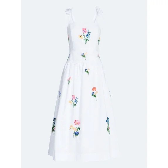 Free Assembly Women's and Women's Plus Embroidered Cotton Sleeveless Maxi Dress, Sizes XS-4X | Walmart (US)