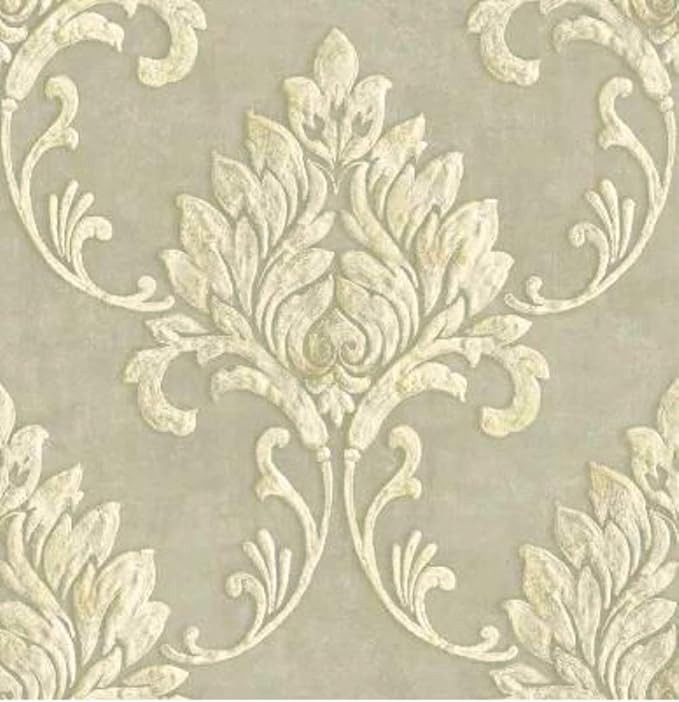 GW1012 Grace & Gardenia Cream & Pale Gold Damask Peel & Stick Wallpaper | Amazon (US)