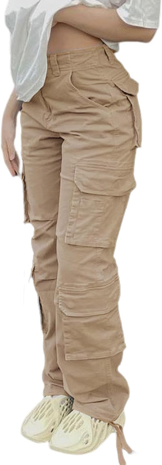Viatabuna High Waisted Cargo Pants for Women Baggy Y2k Straight Wide Leg Pants with Pockets Stree... | Amazon (US)