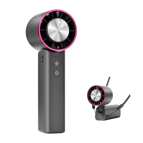 Sowmow Handheld Mini Fan with Ice Cooling, 4 Speeds Adjustable Personal Fan, 4800mAh USB-C Rechargeable Battery Operated, Ultra-Quiet Portable Pocket fan for Travel, Home, Office, Outdoor Black | Amazon (US)
