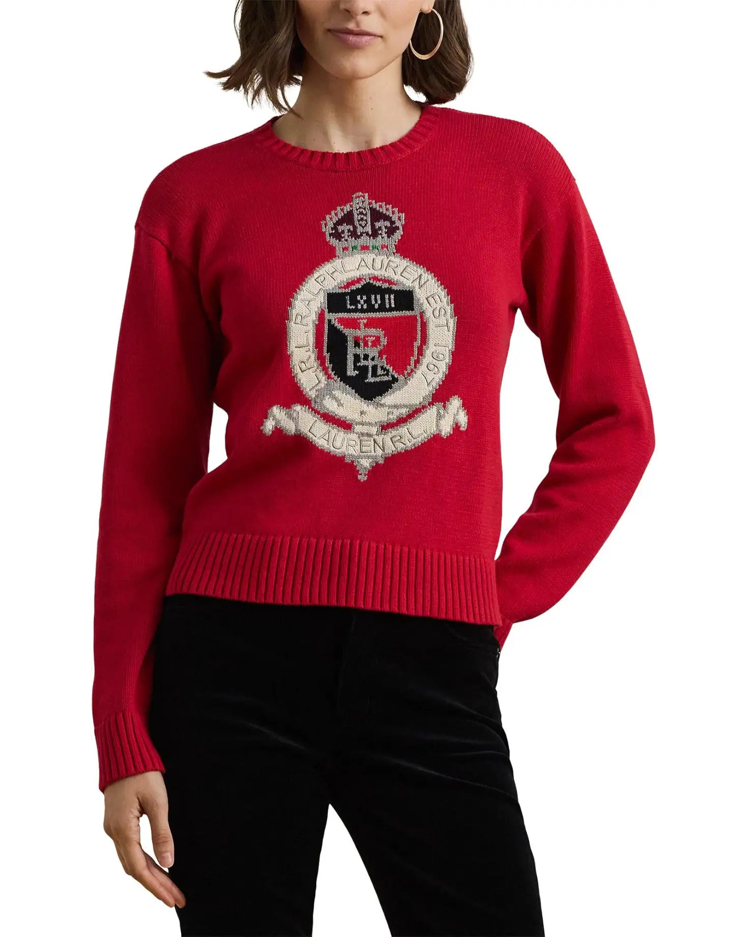 Intarsia-Knit Crest Cotton Sweater | Zappos