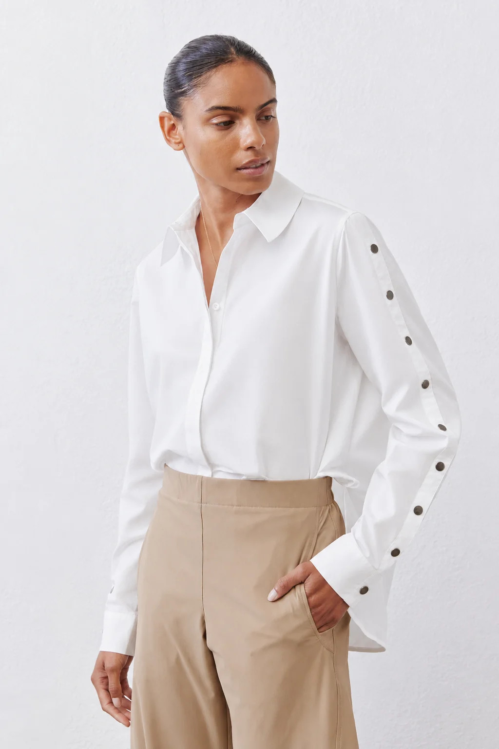 Studded Sleeve Button Down Blouse | Ruti